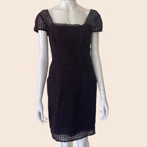 Milly Sundial Black Lace Sheath Cocktail Dress Size 6